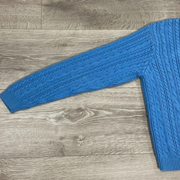 Vintage Wainscot Petites 100% Cotton Crew Neck Cable Knit Sweater Blue S - Picture 13 of 14